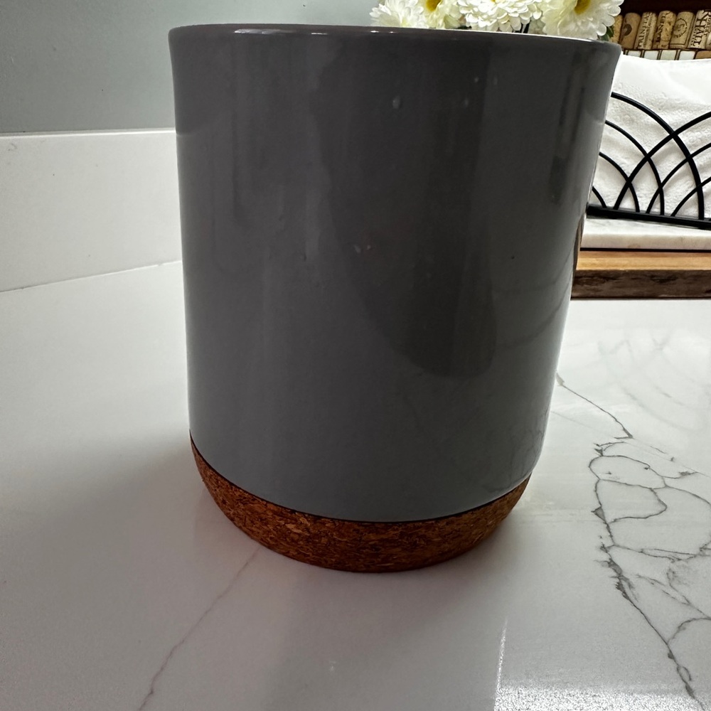 Gray Ceramic Crock with Cork Base